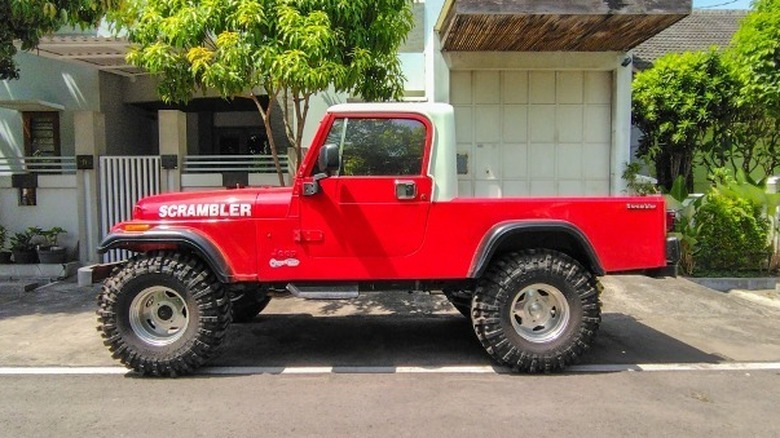 A red CJ-8 Scrambler