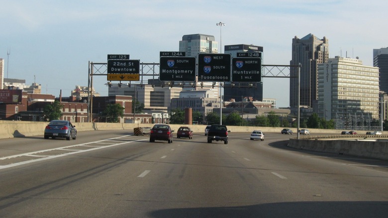 I-20 with cars heading towards Huntsville and Montgomery