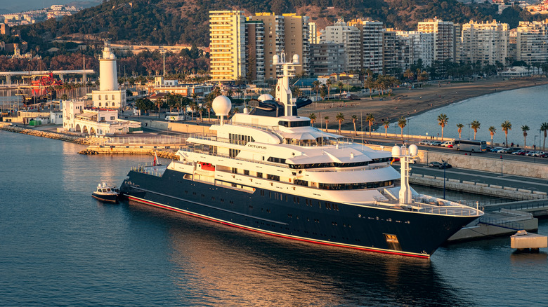 Octopus yacht anchored in Malaga, Spain