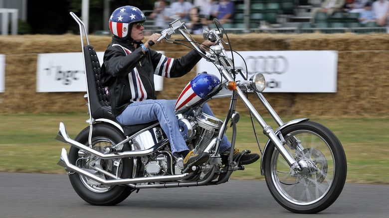 Peter Fonda rides the original Easy Rider chopper