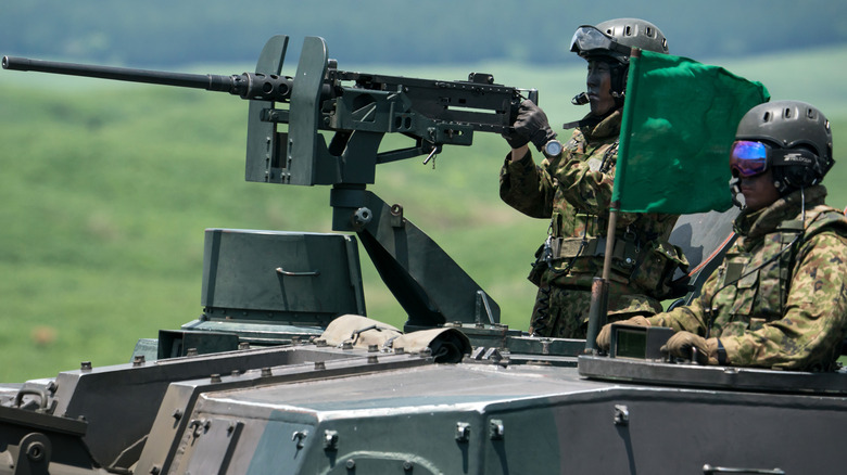 Machine gunner on Type-99 tank