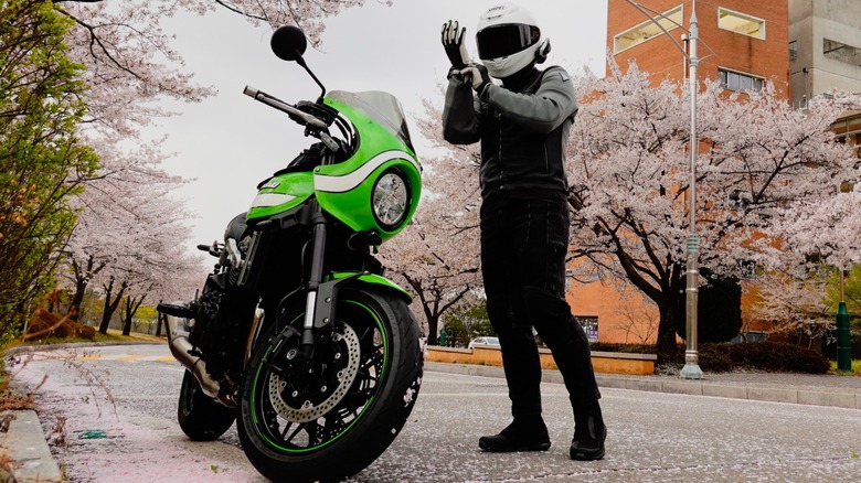 Rider with Kawasaki Motorcycle