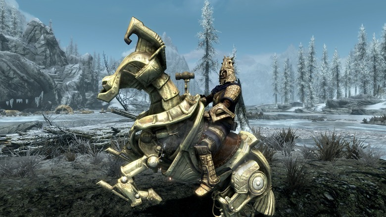 Skryim Anniversary Edition Dwarven Horse statue