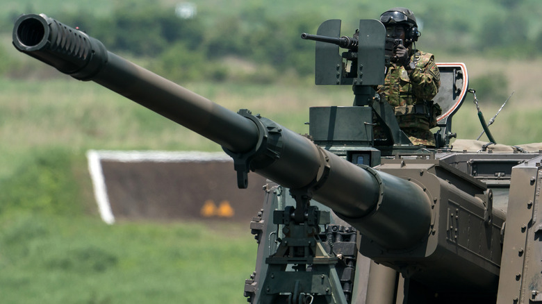 Type 99 tank on exercises