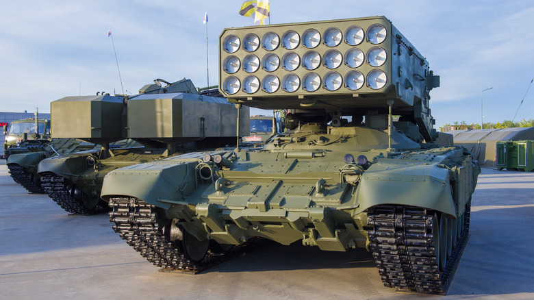 A TOS-1 on a street