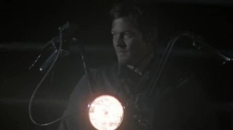 Daryl on Triumph motorcyce at night