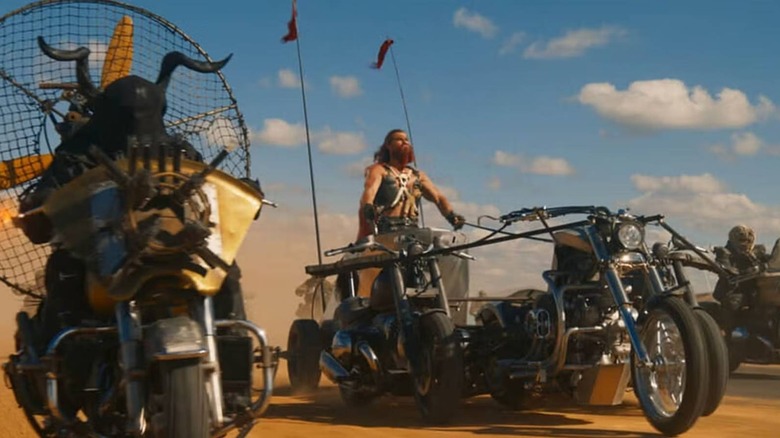 Dementus (Chris Hemsworth) leading Biker Horde in Furiosa: A Mad Max Saga