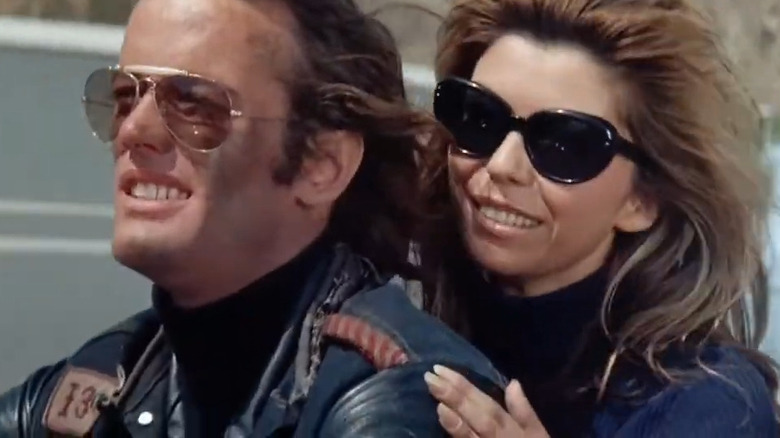 Heavenly Blues (Peter Fonda) riding his motorcycle in The Wild Angels