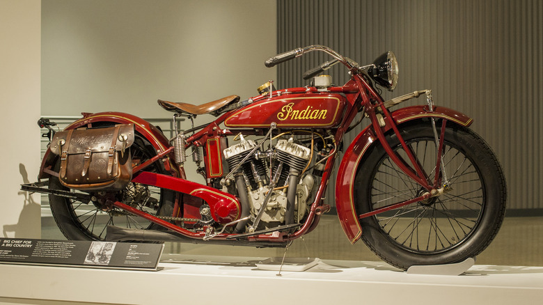 red Indian Chief motorcycle on display