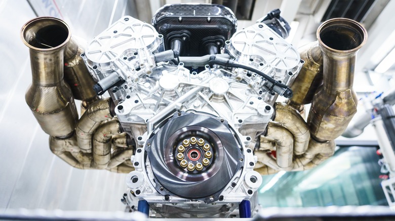 Closeup of Aston Martin Valkyrie engine