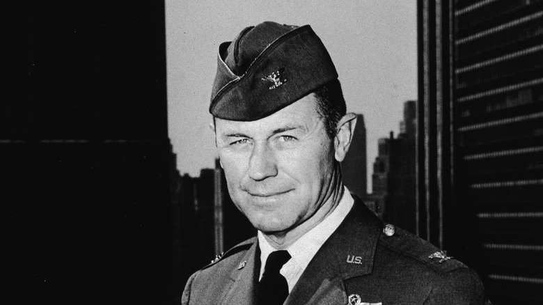 A portrait of American aviator Chuck Yeager