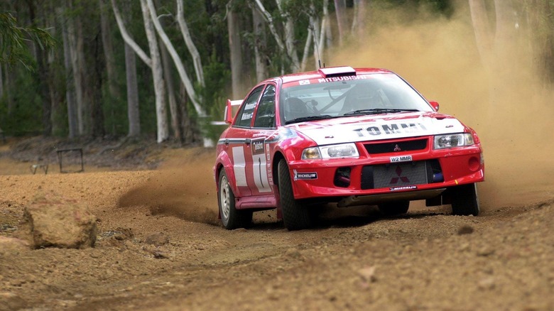 Tommi Mäkinen driving for Mitsubishi at Rally Australia
