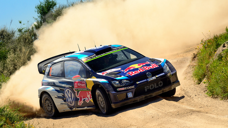 Jari-Matti Latvala drives a Volkswagen Polo R WRC