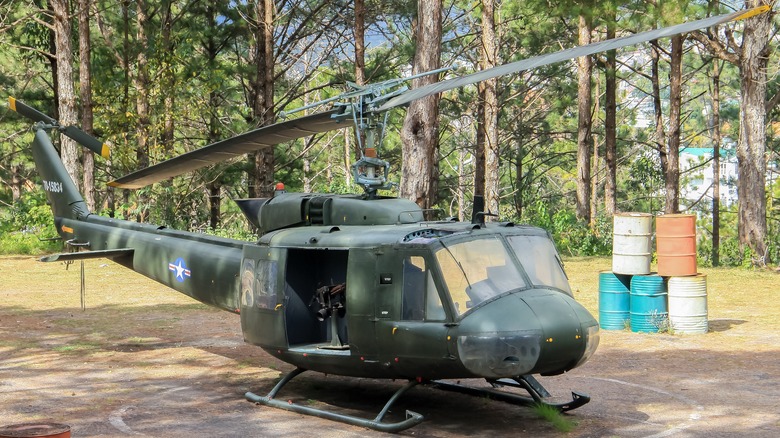 Huey Helicopter on landing pad