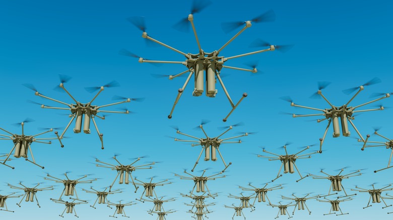 a formation of drones