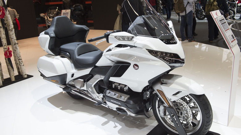 White Honda gold wing static display