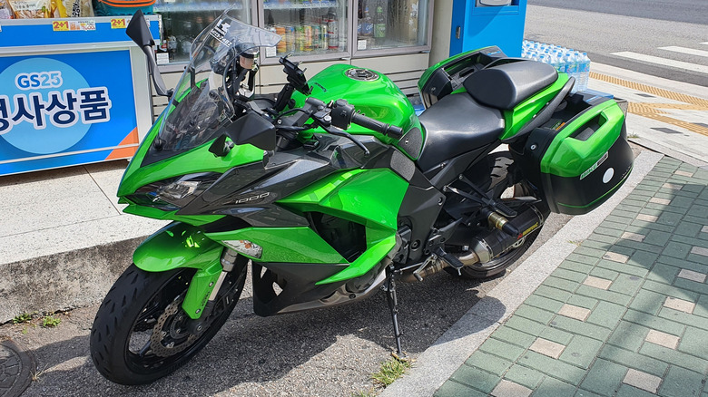 Green Kawasaki Ninja 1000SX parked