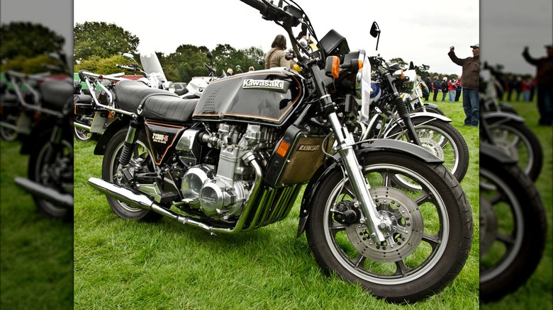 Black 1985 Kawasaki Z1300 parked on grass