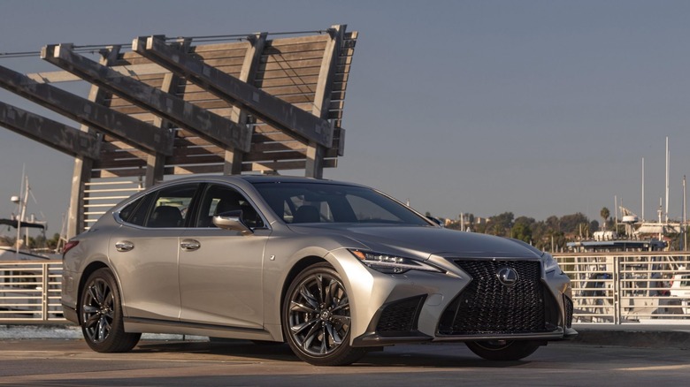 Silver 2023 Lexus LS 500 F-Sport parked