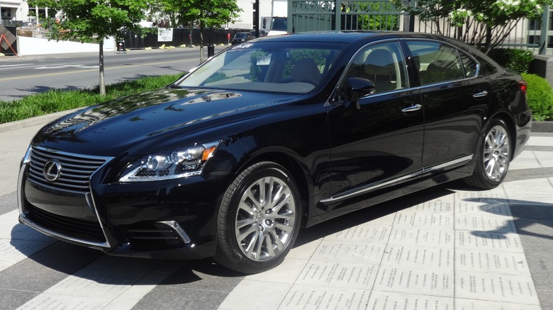 Black Lexus LS 460L parked