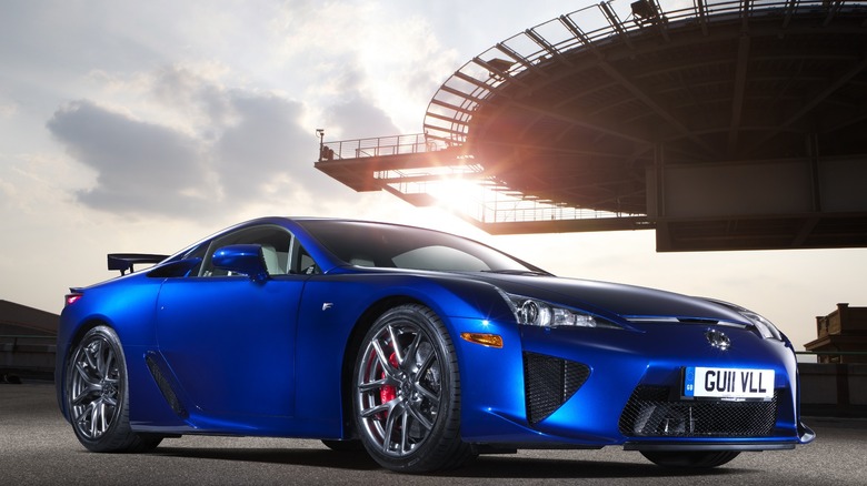 Blue Lexus LFA parked