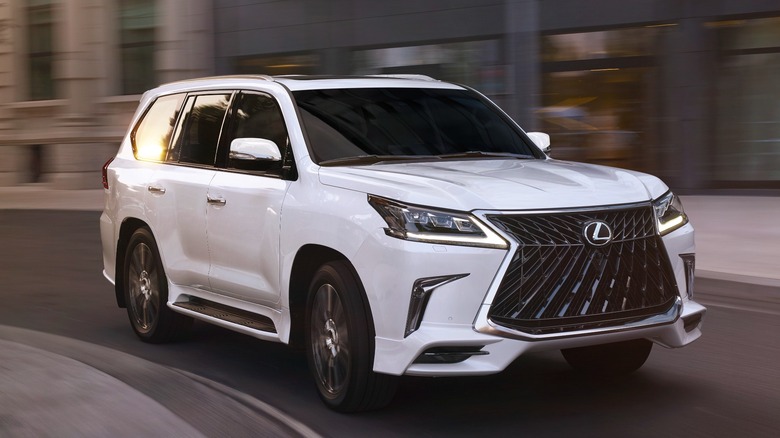 White 2020 Lexus LX 570 cornering