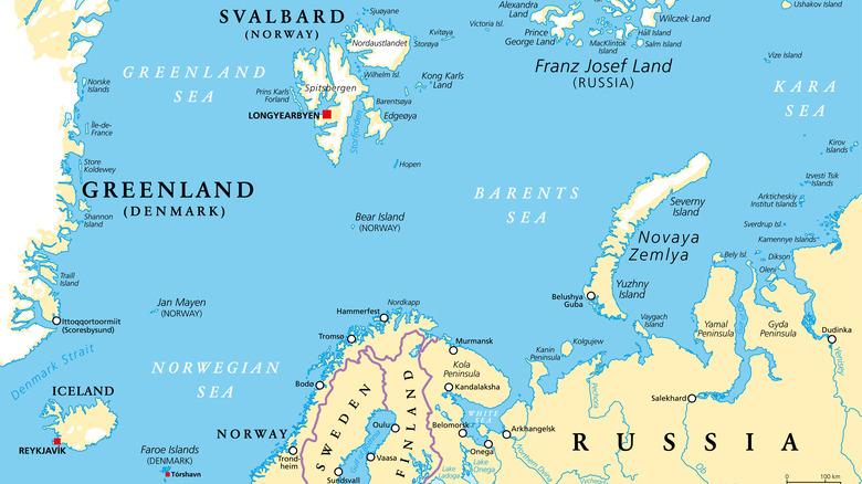 Map showing Novaya Zemlya in relation to other territories