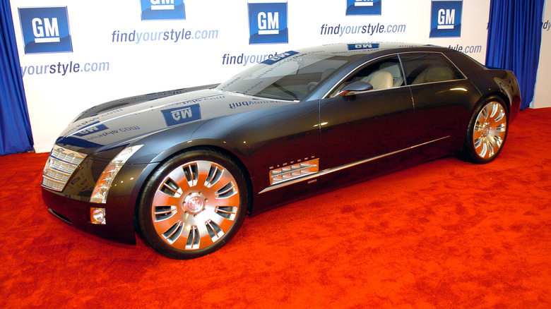 The Cadillac Sixteen car on a showroom floor