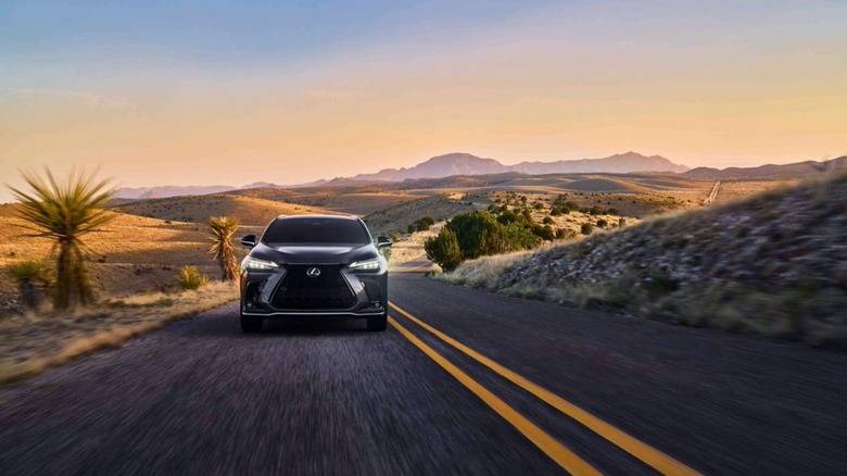 Lexus NX on a road in the desert