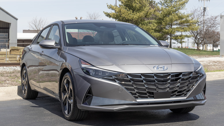 The Hyundai Elantra on a road