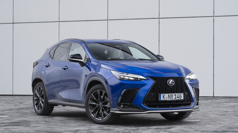 The Lexus NX hybrid in blue