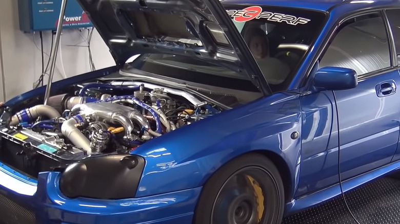 Subaru EJ22 engine inside an Impreza STi