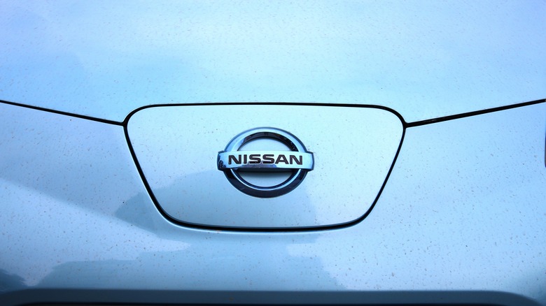 Nissan logo on display