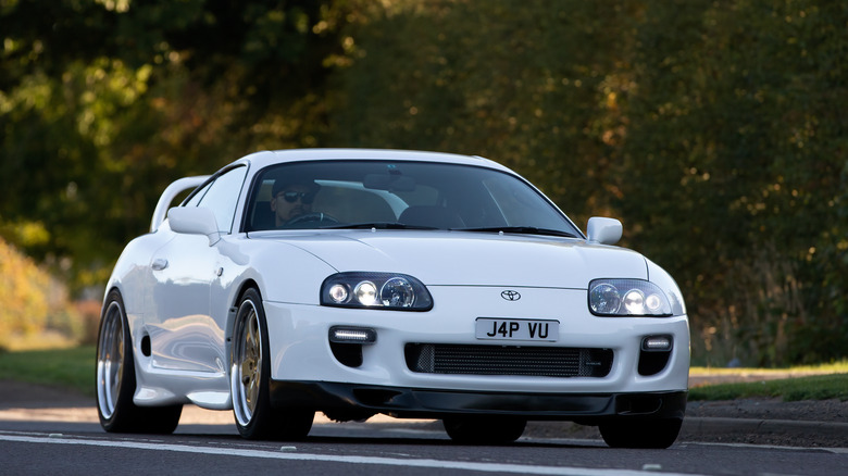 White Toyota Supra stopped