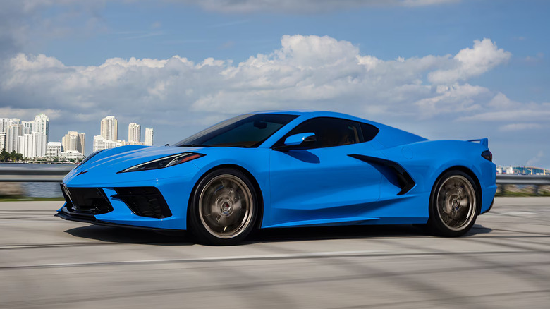 Blue 2024 Chevrolet Corvette Stingray on the road