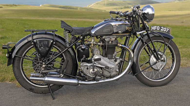 1934 Triumph 6/1 parked on a road