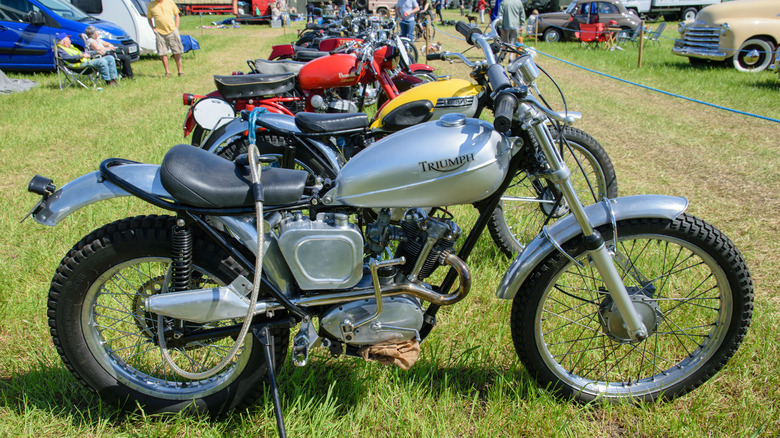 Triumph Tiger Cub Trials parked on grass