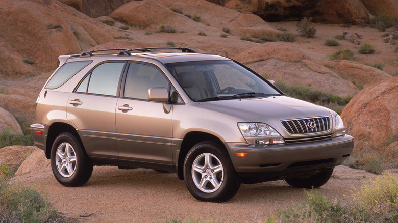 First-gen Lexus RX 300 parked in the desert front 3/4 view