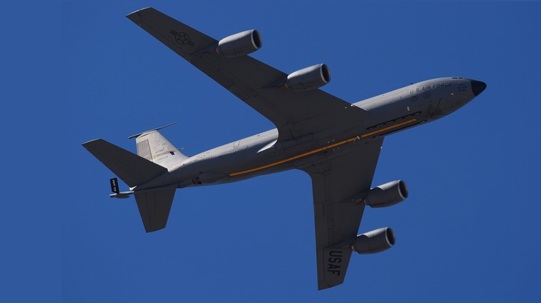 KC-135R/T Stratotanker flying with blue sky in background