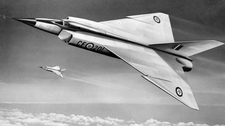 Artist's image of a pair of Avro Arrow interceptors in flight.