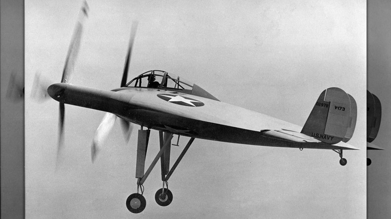 Vought V-173 Flying "Flapjack", maiden flight, 1942