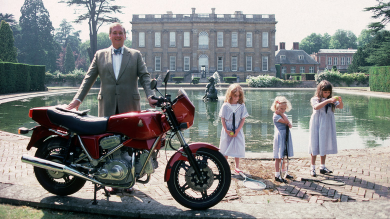 Lord Hesketh with his V1000 motorcycle