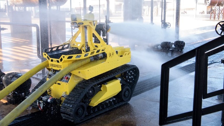 Thermite RS3 Firefighting Robot spraying water