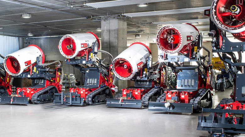 5 Turbine-Aided Firefighting Machines (TAF35) in a warehouse