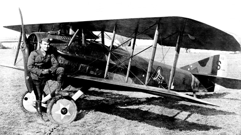 Eddie Rickenbacker with his SPAD, 1918