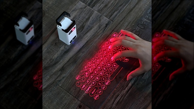 Projector illuminating a smartphone's keyboard