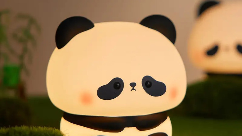 Silicone panda lamp lit up