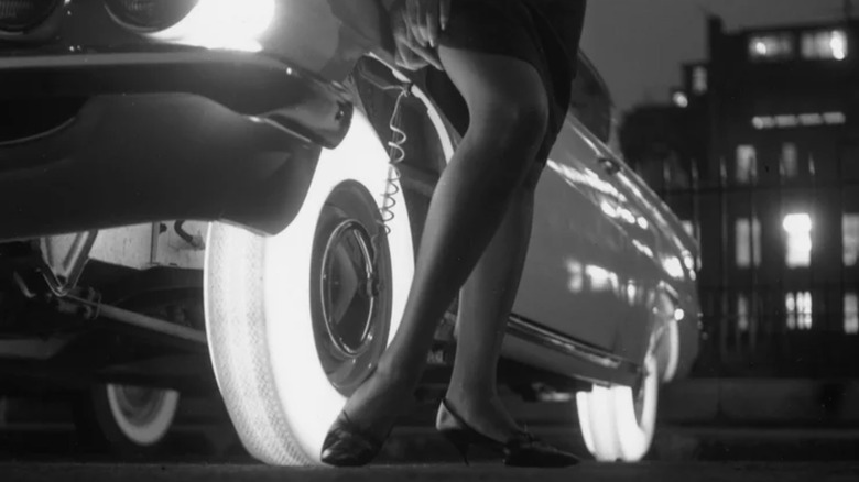 goodyear glowing tires black and white