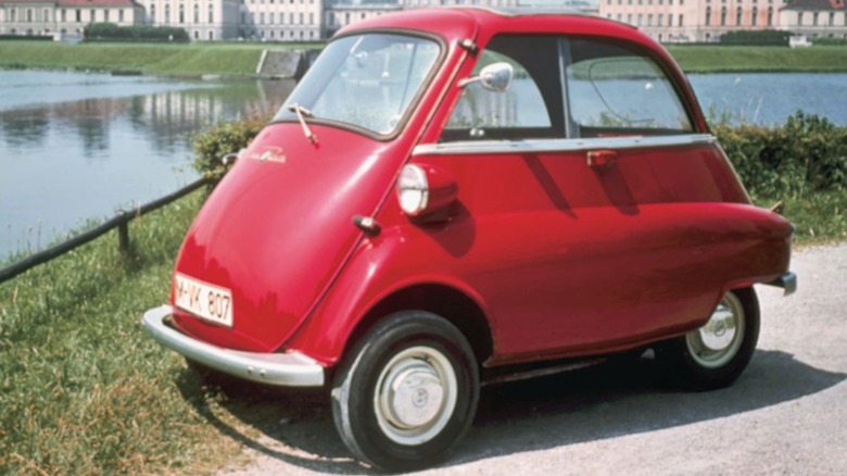 bmw isetta microcar parked river