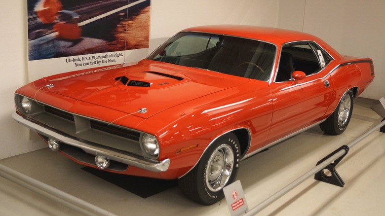 Orange Plymouth Hemi 'Cuda on display